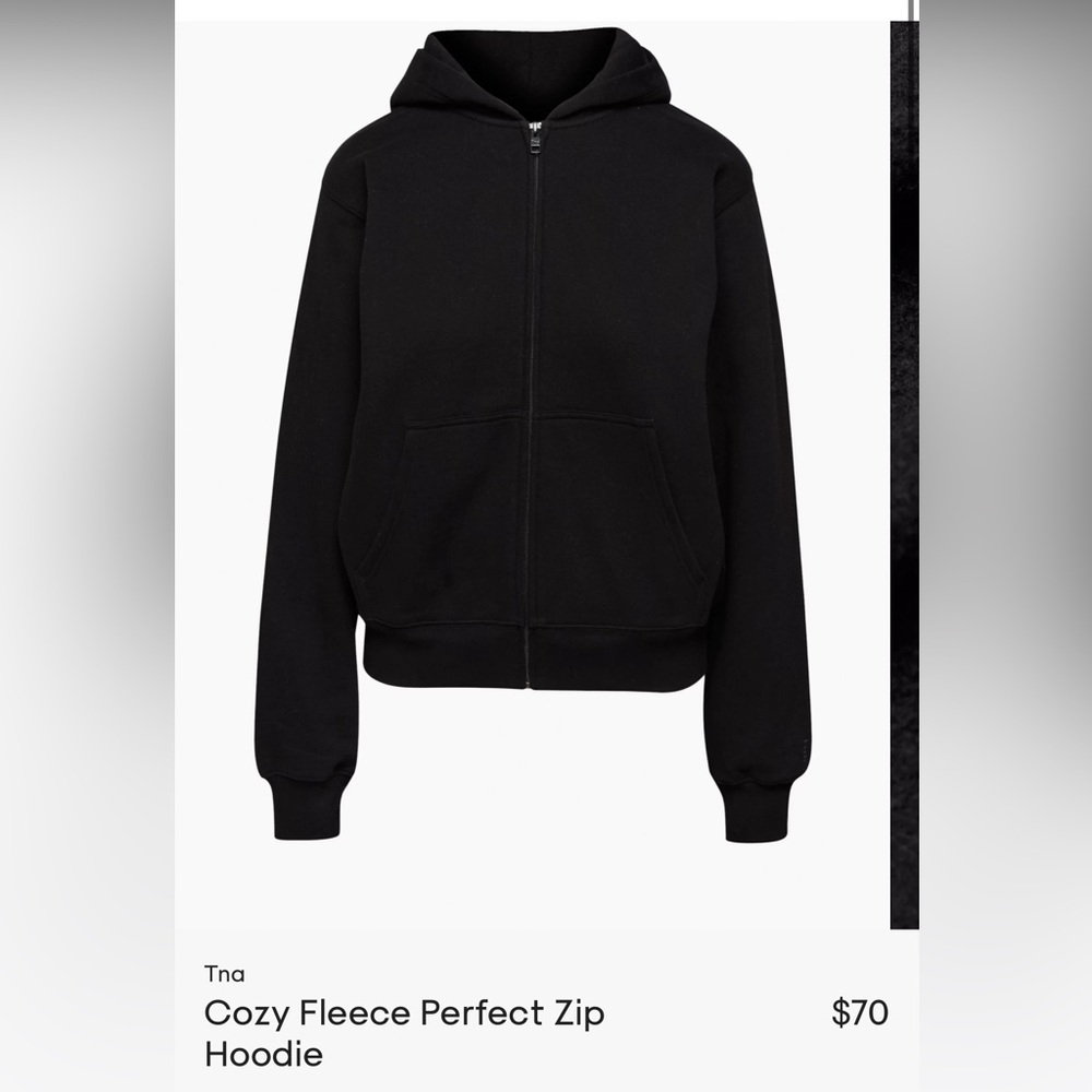 Aritzia Cozy Fleece Perfect Zip Up Hoodie Black Size S